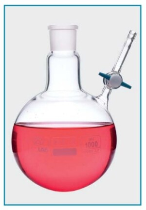 КОЛБА КРУГЛОДОННАЯ ДЛЯ АЗОТА 25 МЛ, NS14/23, PTFE КРАН, СТЕКЛО, ISOLAB, АРТ. 030.58.025
