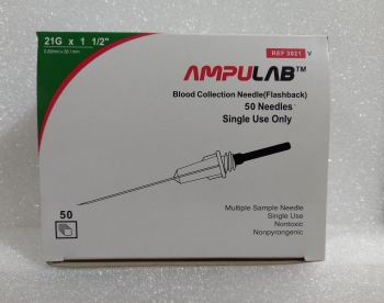 ИГЛЫ AMPULAB 21G X 1,5" (0.8Х38 ММ), ЗЕЛЁНЫЕ, ДЛИННЫЕ, С ВИЗ. КАМЕРОЙ, УП. 50 ШТ., 3021-V