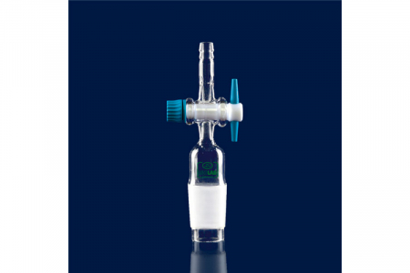 АДАПТЕР ДЛЯ ШЛАНГОВ, ПРЯМОЙ, КЕРН NS14/23, КРАН PTFE, СТЕКЛО, ISOLAB, АРТ.065.24.014