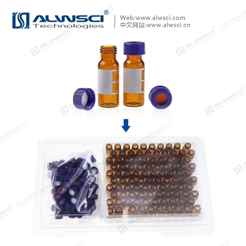 ВИАЛЫ С КРЫШКАМИ 2ML AMB 12X32MM 9-425 SCREW WHITE PTFE/RED SILIC 1 MM 100PCS/PK, C0000961 ALWSCI
